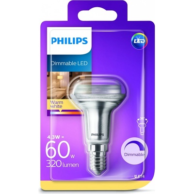 Philips LED žiarovka 81155900 230 V, 4.3 W 60 W, teplá biela, A+ E , stmievateľná
