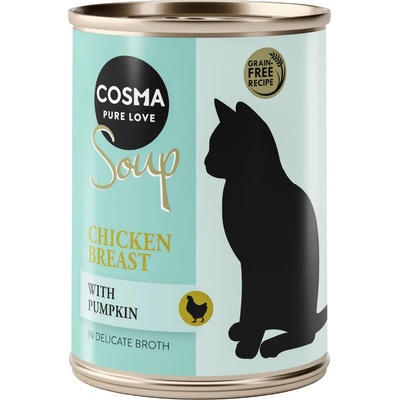 Cosma 6х100г Soup Cosma, консервирана храна за котки - пилешки гърди с тиква
