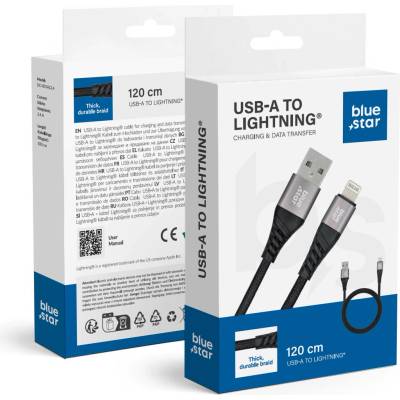 Blue Star Tfk-Dc-003 opletený 2,4A USB A na Lightning 1,2m černý
