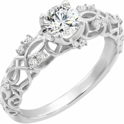 Eppi Vintage zásnubný prsteň s moissanitom a lab grown diamantmi Chantal R37953