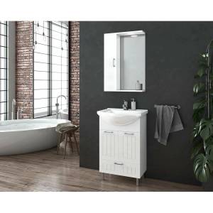 Drop Комплект от бели стенен шкафове и мивка Drop Ritmo 55 см (5PRT055WH+6BSA055PC)