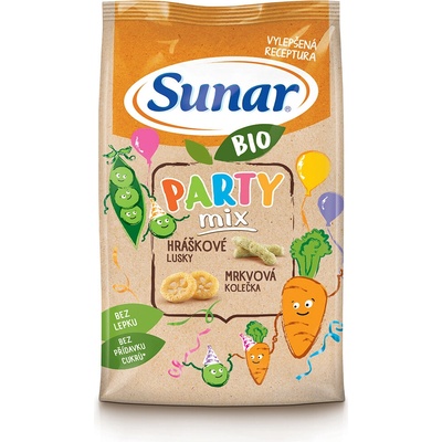 Sunar BIO Party mix hráškové a mrkvové křupky 45 g – Zbozi.Blesk.cz
