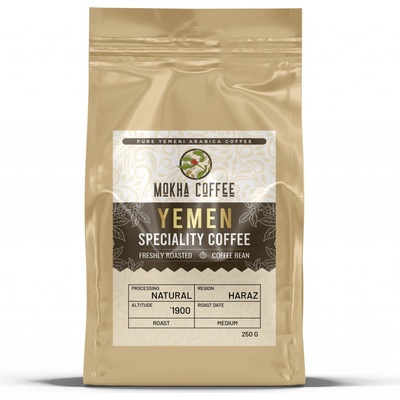 Mokha Coffee Jemen Haraz Výběrová zrnková káva 250 g