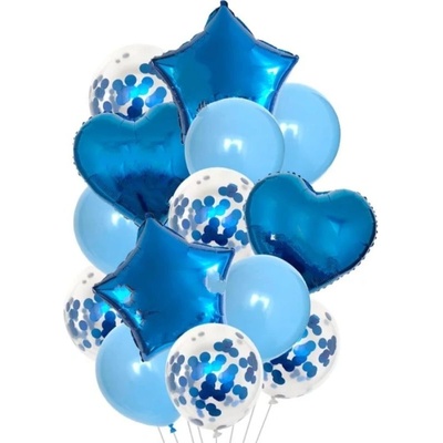 ALBI Balónky latexové s konfetami modrá srdíčka