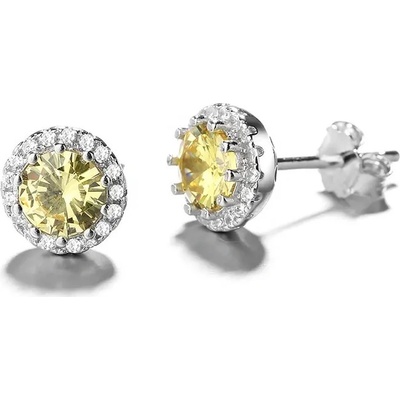 Majya stříbrné náušnice LESLIE žlutý zirkon 10182