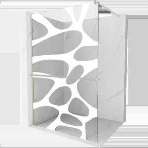 Mexen Kioto+ душ преграда със стелаж Walk-in 130 x 200 см, бяла вълна, четкан никел - 800-130-121-97-97 (800-130-121-97-97)