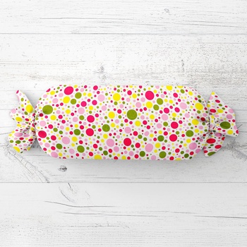 Biante Vankúš valec bonbon Sandra SA-209 Ružové a žlté bodky na bielom 15x80