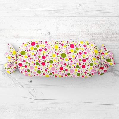 Biante Vankúš valec bonbon Sandra SA-209 Ružové a žlté bodky na bielom 15x40