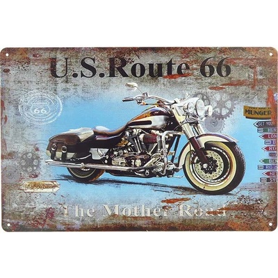 Retro tabuľa U.S.Route 66 Motorbike 30x20cm