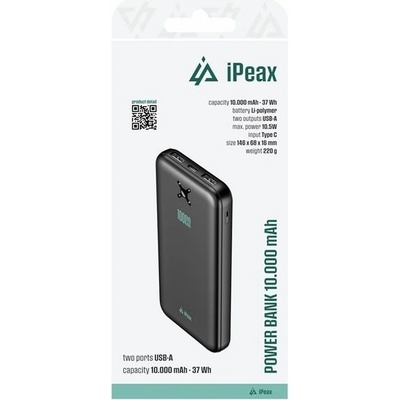 iPEAX 10 000 mAh 10,5W 2xUSB-A černá 90010118