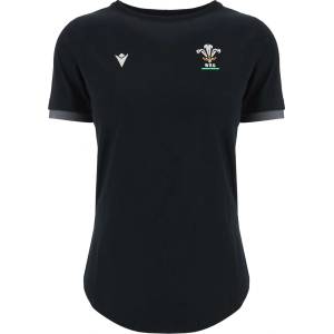 Macron Дамска тениска Macron Wales Rugby Union Travel T-Shirt 2024 Womens - Blk/Gol/Red
