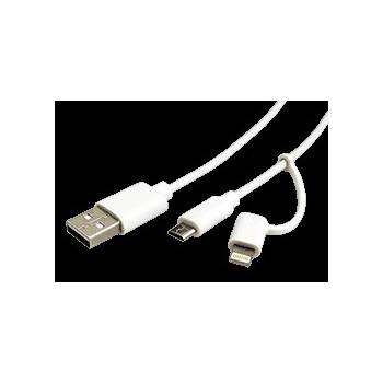 Roline 11.02.8325 USB 2.0, USB A(M) - micro USB B(M) + redukce micro USB B(F), 1m, bílý