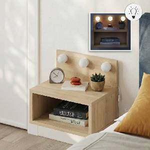 TopMebel Treo TopMebel стенен нощен шкаф с LED светлина в сапфирен дъб цвят 40x30x33.8cm