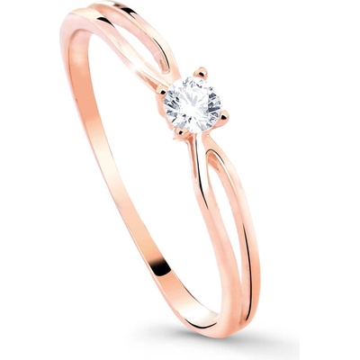 Cutie Jewellery Nežný trblietavý prsteň z ružového zlata Z8027 10 X 4