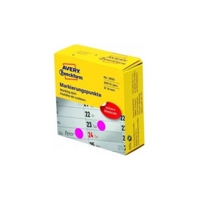 Etikety kruhové 10mm Avery purpurové v dispenzore