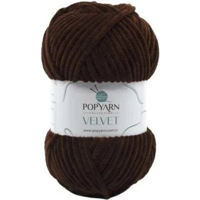POPYARN Pletací příze Velvet B011 - hnědá