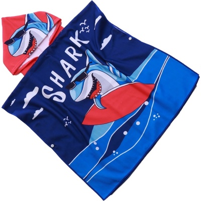 Textilomanie dětské pončo SHARK modré 60 x 120 cm