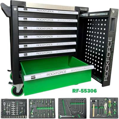 Количка за инструменти 172 части, 7 чекмеджета и странично отделение, 790x780x490 мм, RockForce RF-55306 (RF-55306)