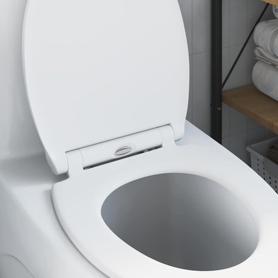 vidaXL Тоалетна седалка Бяло 47 x 37, 5 x 3, 8 см Дуропласт (42002365)