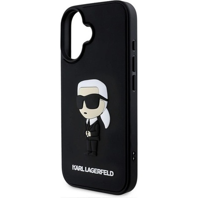 CG Mobile iPhone 16 KARL LAGERFELD 3D RUBBER IKONIK Силиконов протектор за екран, удароустойчив, 3D, BLACK KLHCP16S3DRKINK (KLHCP16S3DRKINK)