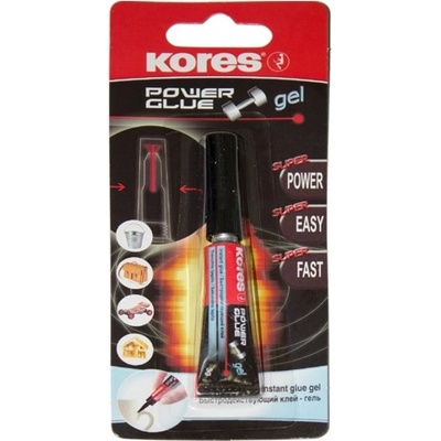 Kores Секундно лепило Kores, блистер, гел, прозрачно, 3г. , червено (OK20543)