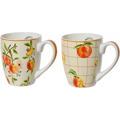 Porcelánový hrnek s motivy broskví, různé druhy, pr. 9,1 x 10,5 cm