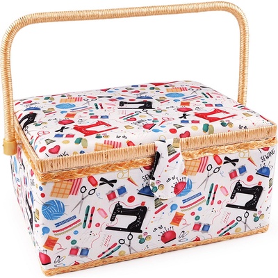 Kazeta / košík na šití čalouněný, krejčovský motiv Varianta: 1 červená, Balení: 1 ks – Zbozi.Blesk.cz