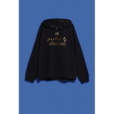 Moodo Hoodie with decorative lettering čierna