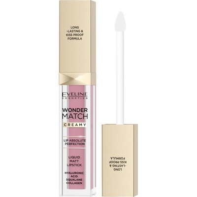 Eveline Cosmetics Wonder Match dlouhotrvající matná tekutá rtěnka s kyselinou hyaluronovou 01 Angel Rose 6,8 ml