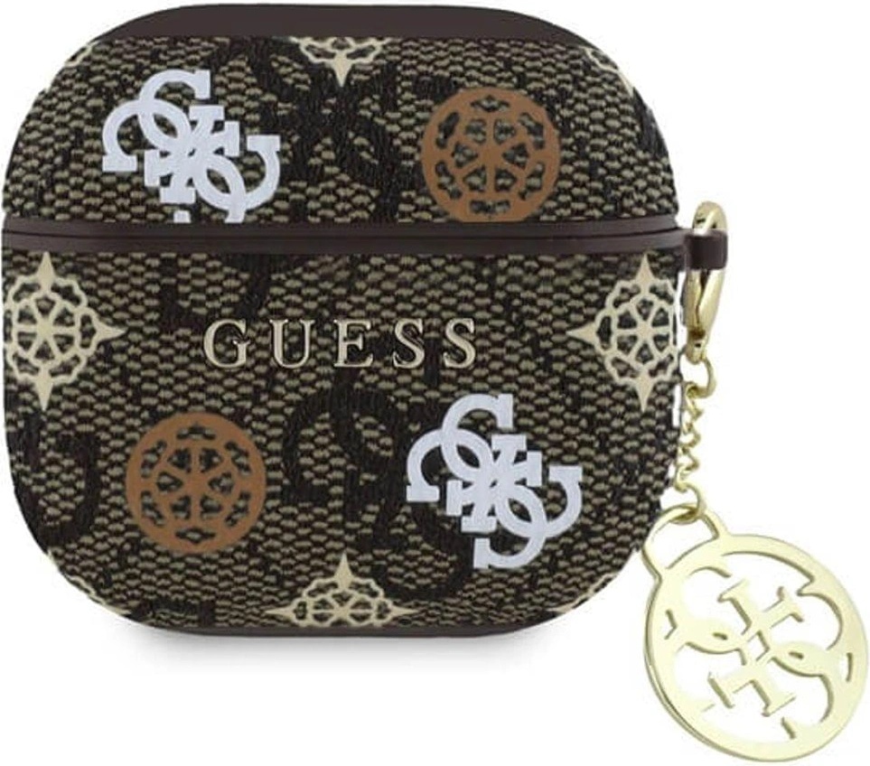 GUESS Калъф за Apple AirPods 4, Guess PU 4G Peony Charm Case, Кафяв (GUA4P4RPEW)