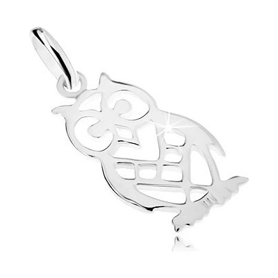 Šperky eshop Přívěsek stříbro 925 vyřezávaná moudrá sova lesklý povrch SP12.23