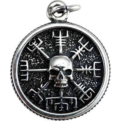 Drakkaria VEGVÍSIR SKULL islandská runa stříbrný přívěsek P40962