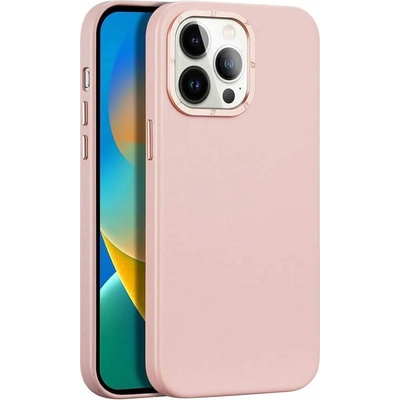 Dux Ducis Grit Faux Leather MagSafe Case - дизайнерски кожен кейс с MagSafe за iPhone 14 Pro (розов)