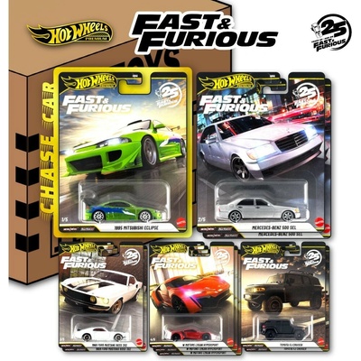 Mattel Hot Wheels Premium Fast and Furious 25th anniversary SET 1 10 ks včetně chase