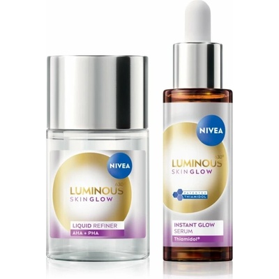 Nivea Luminous 630 Skin Glow vyhlazující péče pro rozjasnění pleti 100 ml + NIVEA Luminous 630 Skin Glow rozjasňující pleťové sérum 30 ml