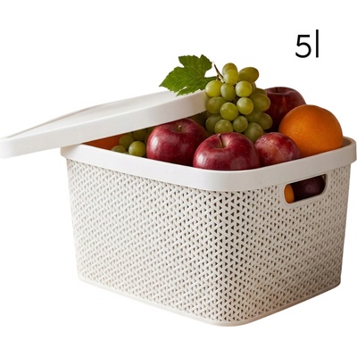 Altom Multifunkčný kôš s vekom, úložný box s vekom 5,5 l biely