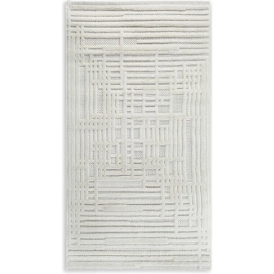 Takoy Koberec 80x150 cm krémově-béžový s moderním reliéfním a strukturovaným vzorem geometrických linií VENUS 2-HF-489201 | 80 x 150 cm