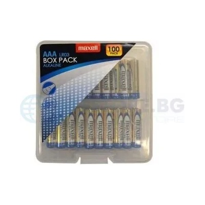 Maxell Алкални батерии MAXELL LR03 AAA 10x10 бр / 100 бр. в PVC кутия (ML-BA-LR03-100PK-PVC)