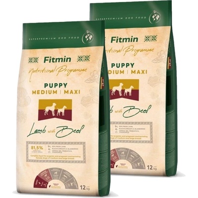 Fitmin Dog Medium Maxi Puppy Lamb & Beef 2 x 12 kg