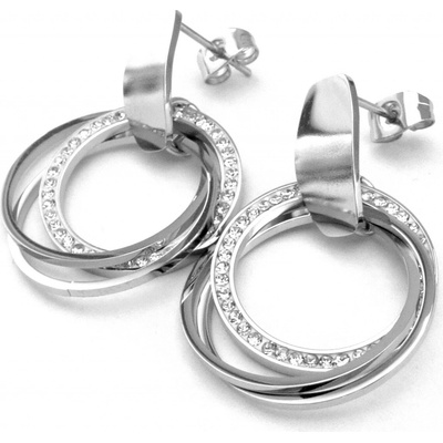 Steel Jewelry náušnice propojené kroužky z chirurgické oceli NS140215