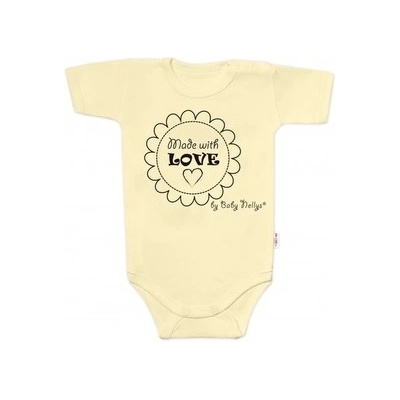 Body krátky rukáv Baby Nellys Made with love žltá
