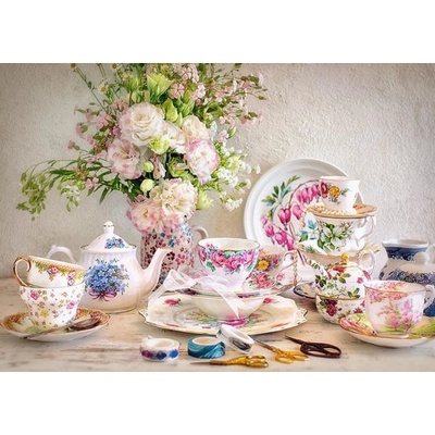 Castorland Zátiší s porcelánem a květinami 500 dielov