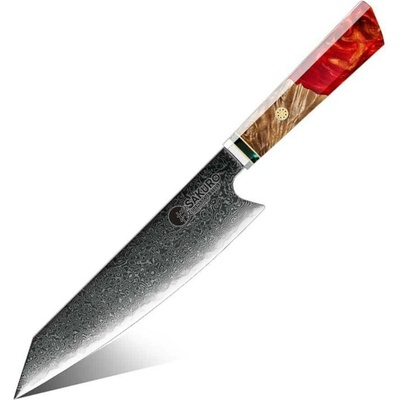 SaKuRo Japonský nůž Kiritsuke z damaškové oceli Red 20,3 cm