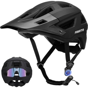 Favoto Mountain Bike Helmet with Peak Lightweight - Double Inmould Technology MTB Helmet for Women Men Road Bike Helmet Black Matt L (59-61cm) Adjustable Length - B025 (B025)