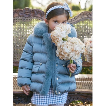 Abel & Lula Зимно яке в светло син цвят с плюшени детайли за момиче Abel&Lula
