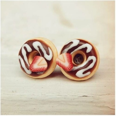 CircusMind sladké náušnice pecky Fimo donutky jahodové S4999