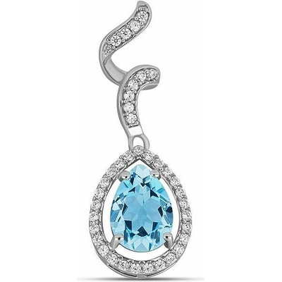 Nefertitis Přívěsek stříbrný s broušeným Blue Sky topazem a zirkony 029497 BT NF55761