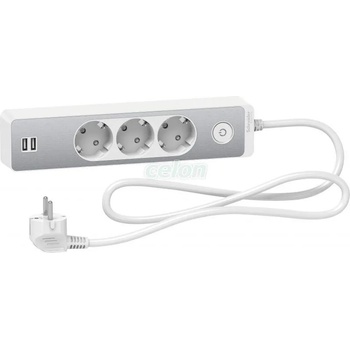 Schneider Electric 3 Plug + 2 USB 1.5 m Switch (ST943U1WA)