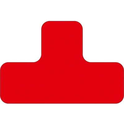 Samolepicí značení umístění palet WT-5110, tvar ''T'' – PVC, červená, 100×150×50 mm, balení 25 ks