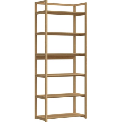 Dřevěná knihovna do obýváku Ludza, 6 polic, přírodní dub, skandinávský styl, Actona, 80 cm